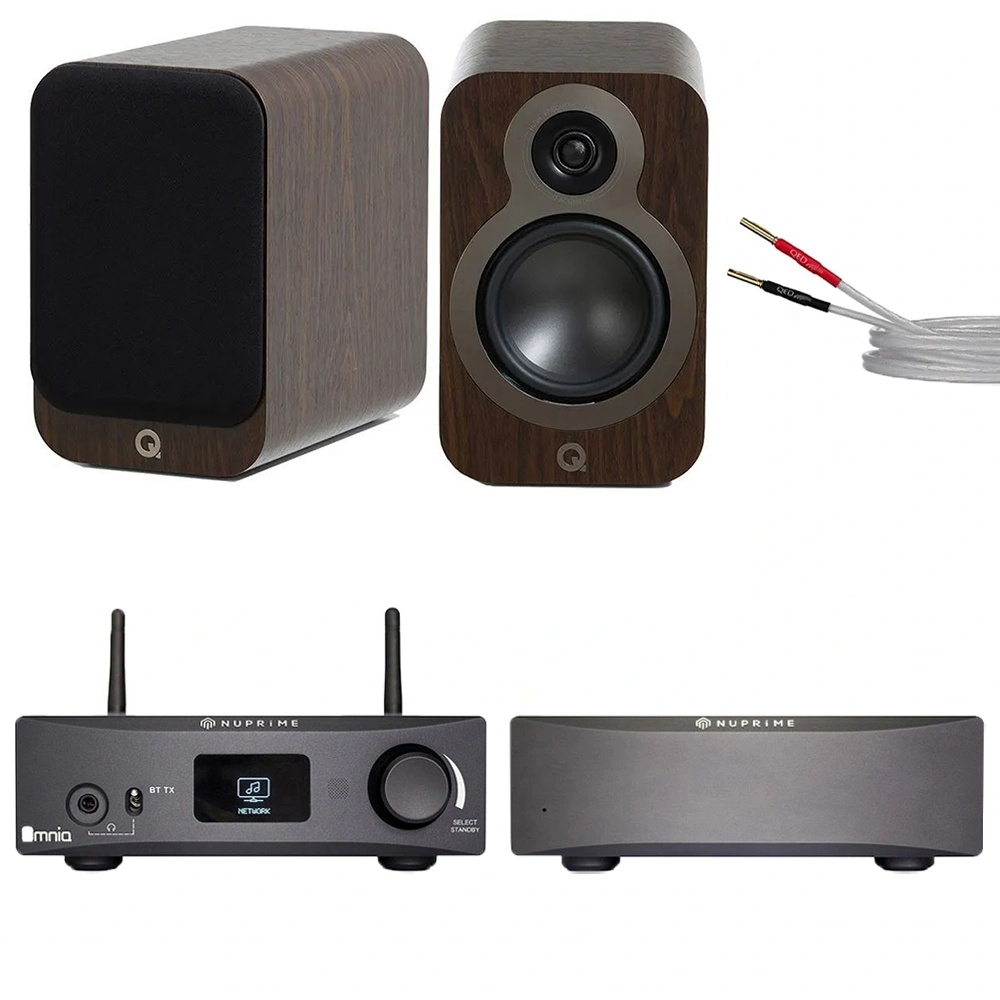 NuPrime Omnia WR2, STA100 Set - Q Acoustics 3030c Walnut - QED XT25 3M. Hi-Fi Müzik Sistemi